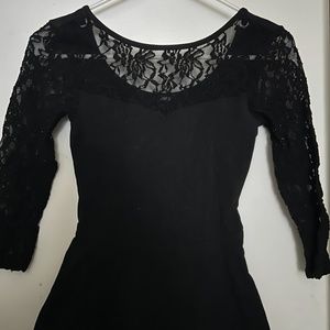 Black Peplum Lace Half Sleeve Top